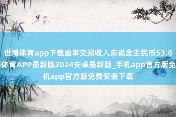 世博体育app下载竣事交易收入东说念主民币53.82亿元-世博体育APP最新版2024安卓最新版_手机app官方版免费安装下载