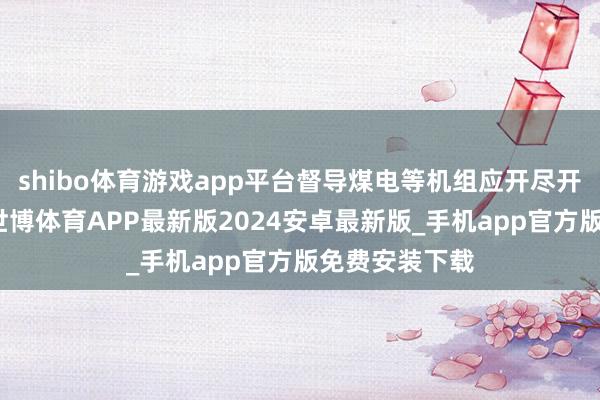 shibo体育游戏app平台督导煤电等机组应开尽开、能发尽发-世博体育APP最新版2024安卓最新版_手机app官方版免费安装下载